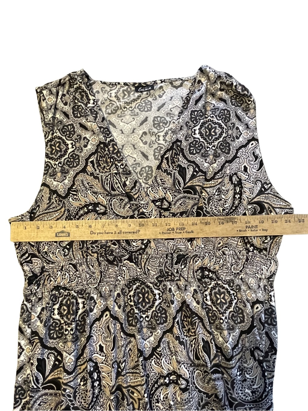Simply Emma 1X Plus Size Paisley Boho Maxi Dress Smocked Waist V-Neck Casual - Picture 11 of 13